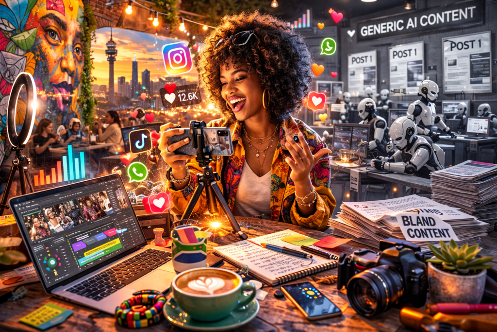 Smartphone displaying WhatsApp contacts and email subscribers representing first-party data marketing strategy.