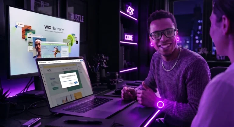 frustrated designer neon wix workspace